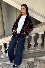 WU-SIDE - giacca kimono devore - BLACK RED