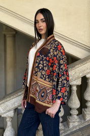 WU-SIDE - giacca kimono viscosa - BLUE ORANGE