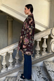 FLOW - kimono velluto paris - marrone flower