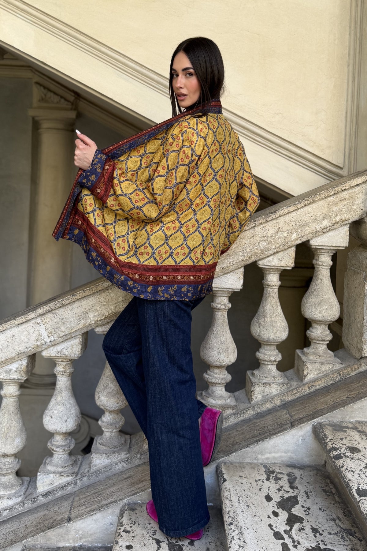 WU-SIDE - giacca kimono viscosa - GIALLO