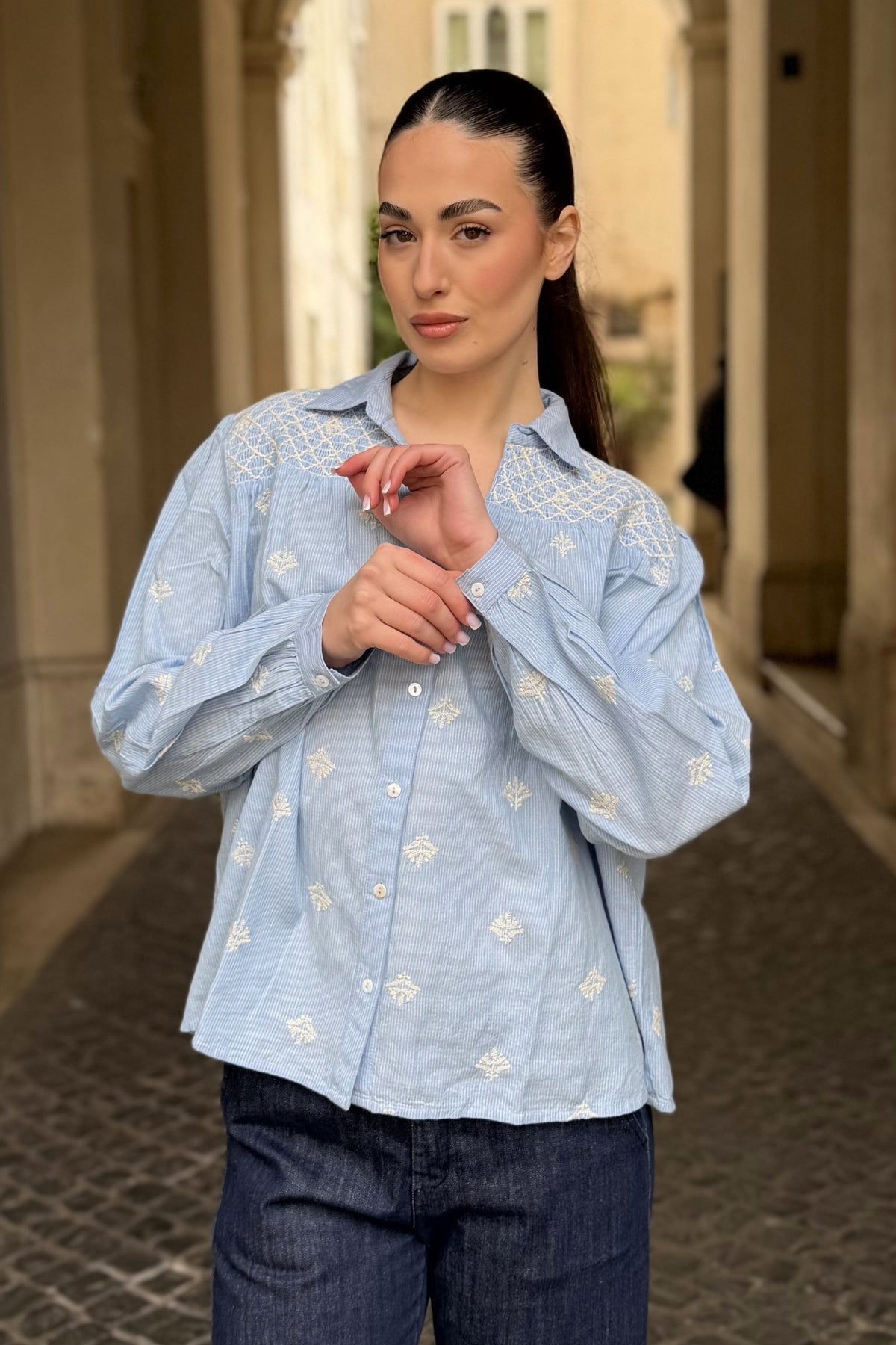 MAISON HOTEL - camicia james - SKY BLUES