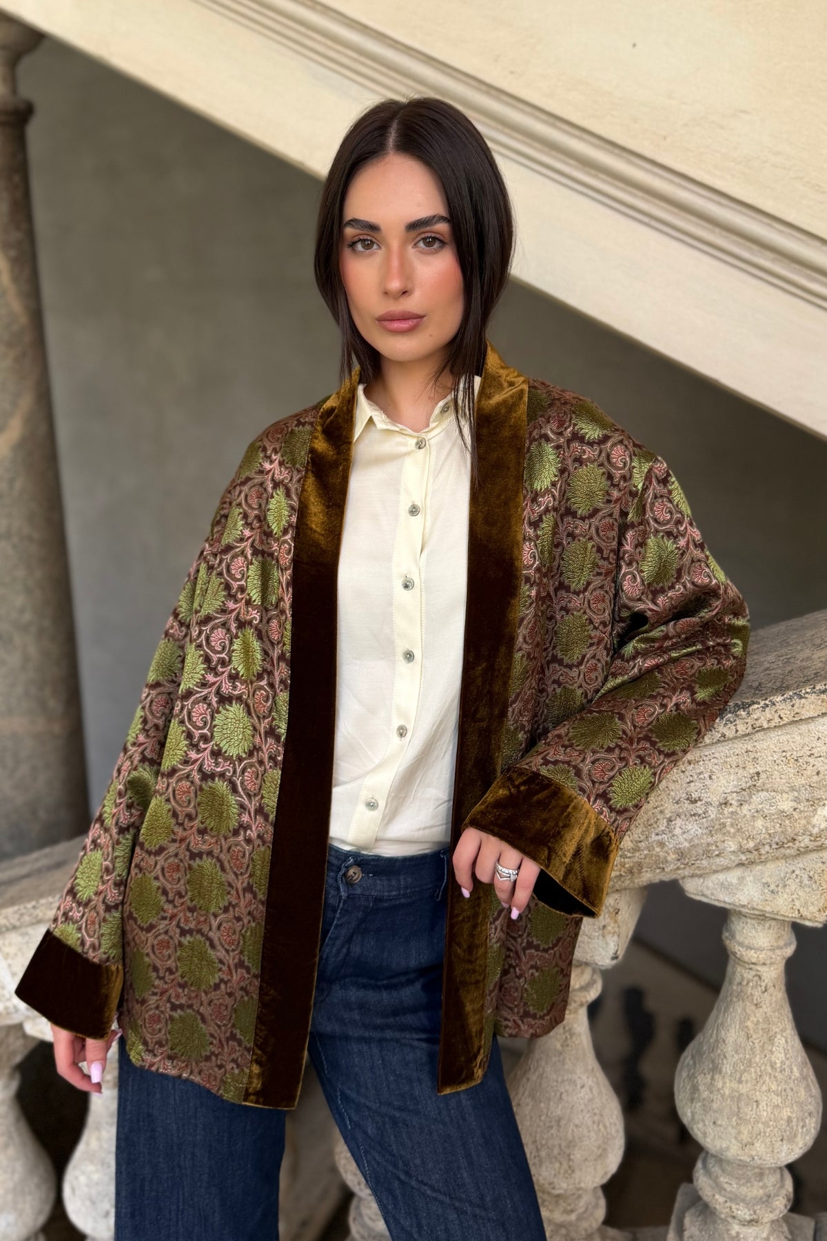 WU-SIDE - giacca kimono seta viscosa - MORO ROSA