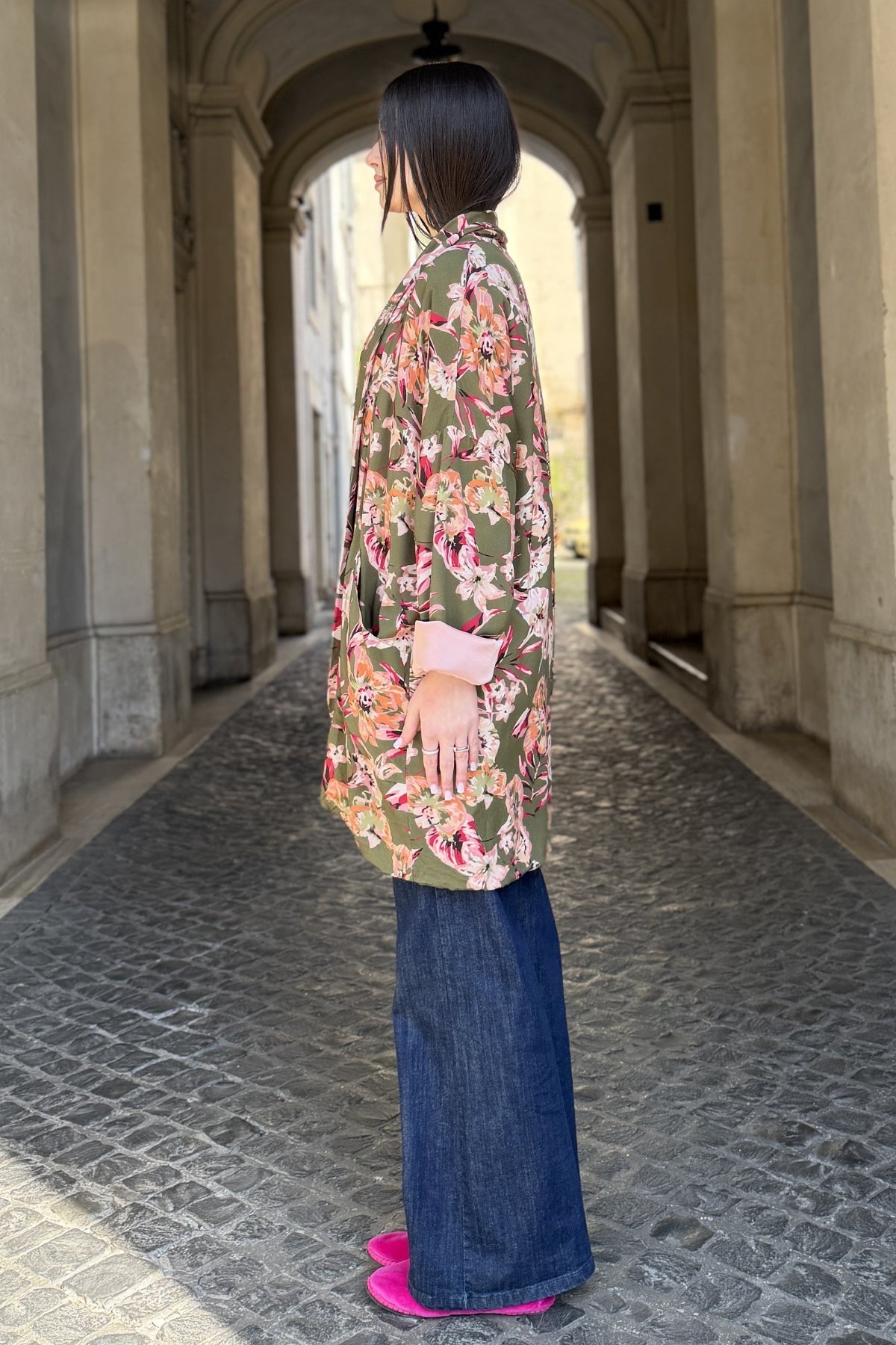 FLOW - kimono samira viscosa fantasia - GREEN FLOWER