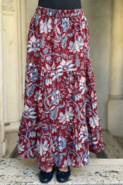 ARTEFILIA-MILANO - gonna ambra in mussola di cotone - BURGUNDY ROYAL