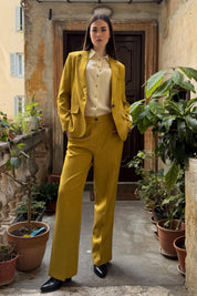 WU-SIDE - pantalone palazzo - SENAPE