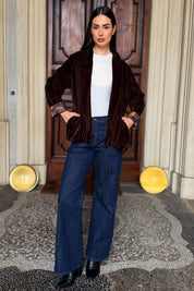 WU-SIDE - giacca kimono velluto - CARAMELLO