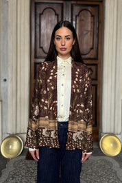 WU-SIDE - giacca kimono fantasia - MARRONE