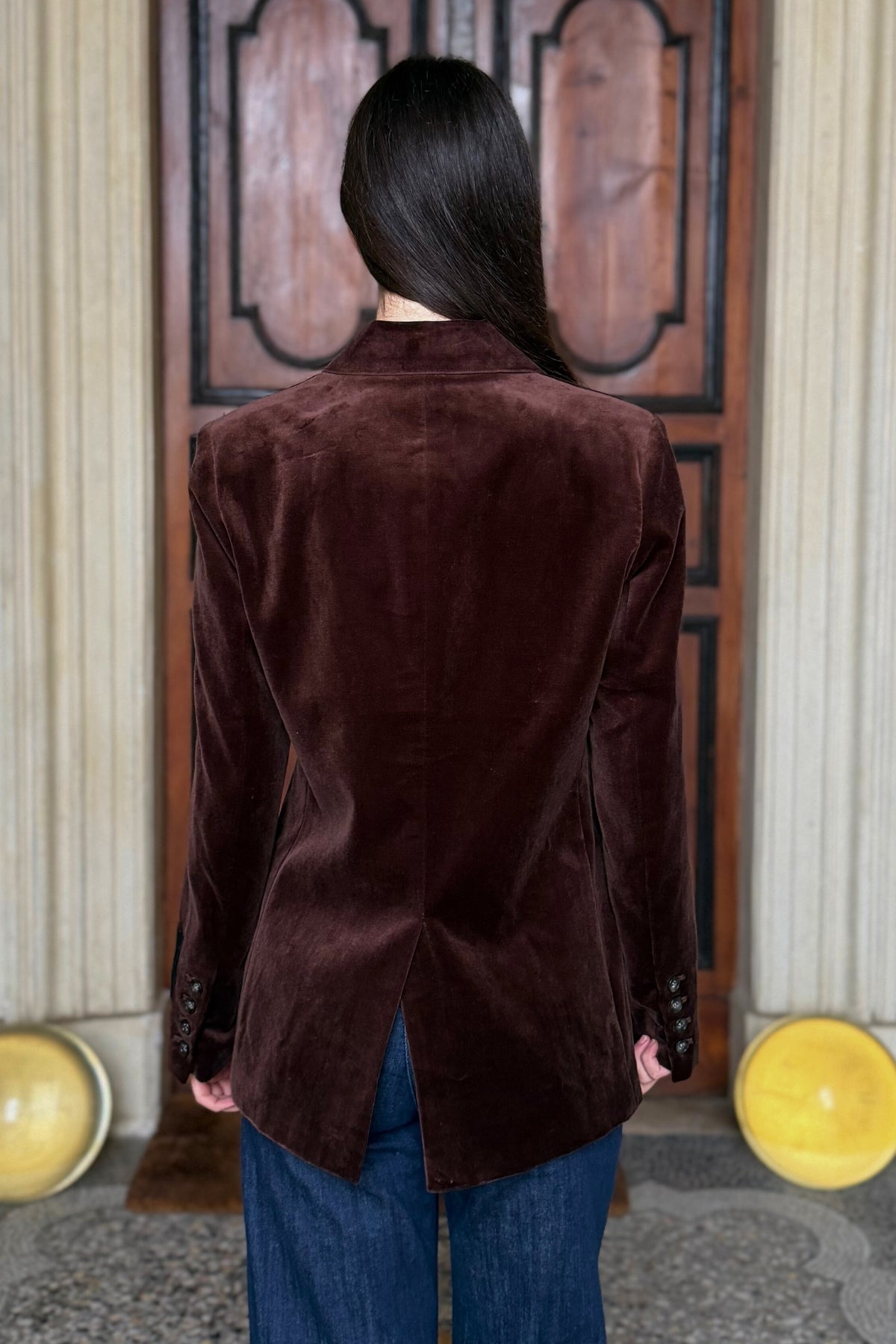 WU-SIDE - giacca doppio petto fustagno - CAFFE