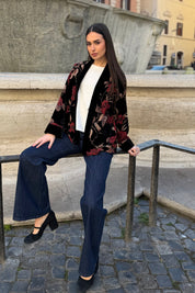 WU-SIDE - giacca kimono devore - BLACK RED