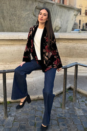 WU-SIDE - giacca kimono devore - BLACK RED