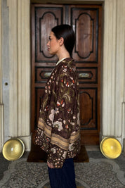WU-SIDE - giacca kimono fantasia - MARRONE
