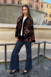 WU-SIDE - giacca kimono devore - BLACK RED