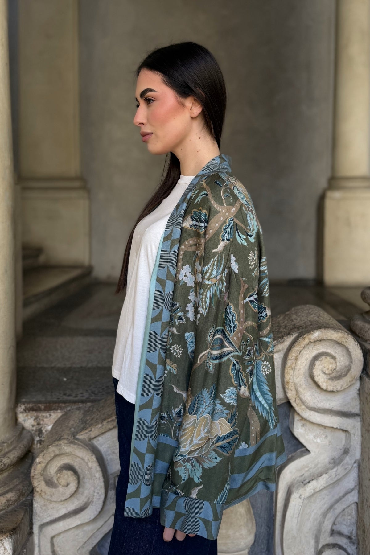 WU-SIDE - giacca kimono viscosa - VERDE