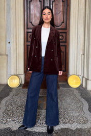 WU-SIDE - giacca doppio petto fustagno - CAFFE