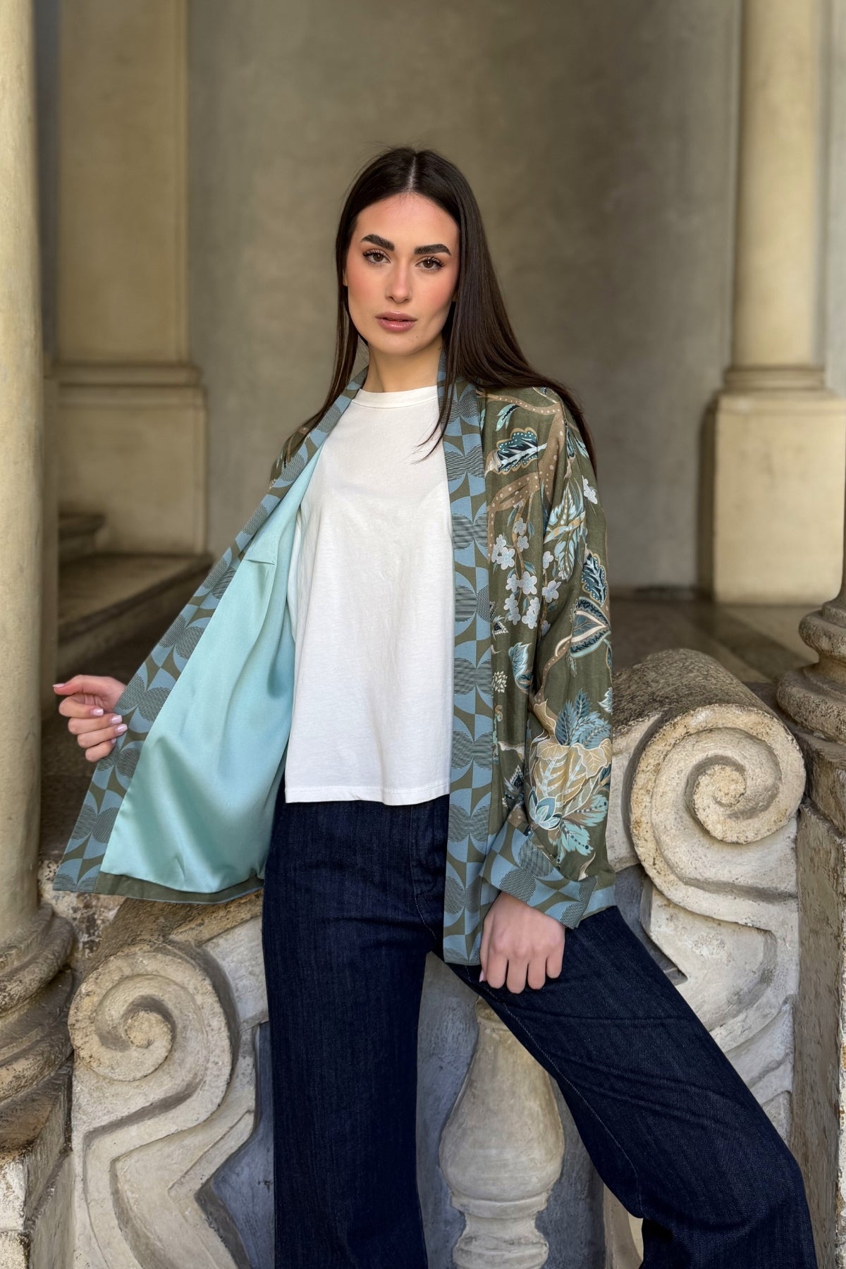 WU-SIDE - giacca kimono viscosa - VERDE