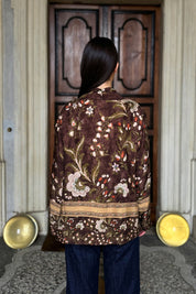WU-SIDE - giacca kimono fantasia - MARRONE