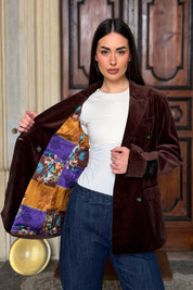 WU-SIDE - giacca doppio petto fustagno - CAFFE