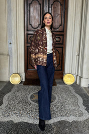 WU-SIDE - giacca kimono fantasia - MARRONE