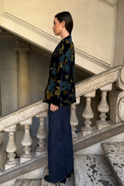 WU-SIDE - giacca kimono devore - BLUE GOLD