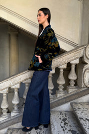 WU-SIDE - giacca kimono devore - BLUE GOLD