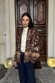 WU-SIDE - giacca kimono fantasia - MARRONE