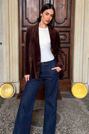 WU-SIDE - giacca doppio petto fustagno - CAFFE