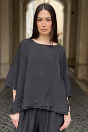 ARTEFILIA-MILANO - blusa marea - NERO