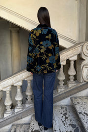 WU-SIDE - giacca kimono devore - BLUE GOLD