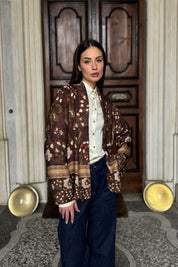 WU-SIDE - giacca kimono fantasia - MARRONE