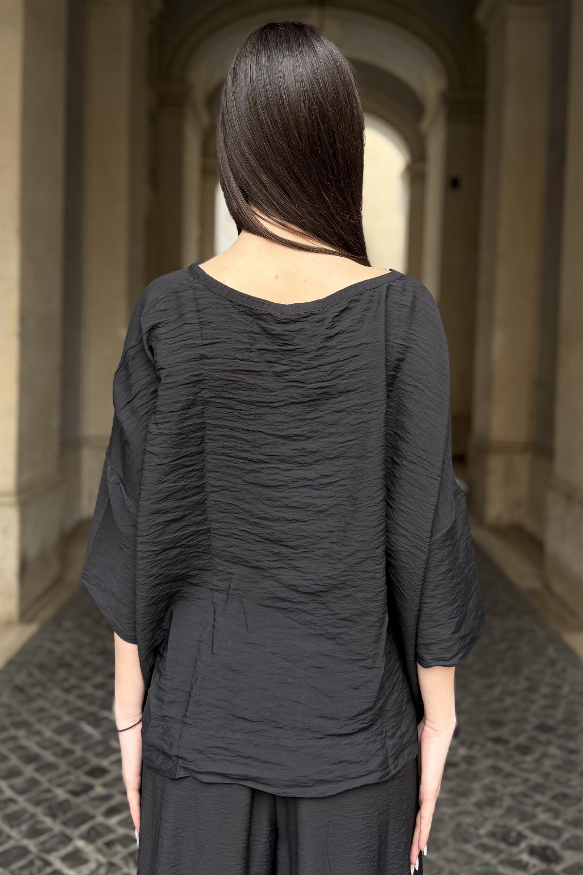 ARTEFILIA-MILANO - blusa marea - NERO