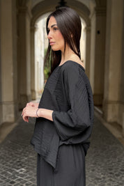 ARTEFILIA-MILANO - blusa marea - NERO
