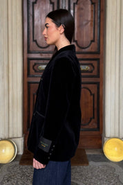 WU-SIDE - giacca doppio petto fustagno - NERO