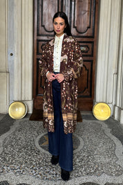 WU-SIDE - kimono fantasia viscosa - MARRONE