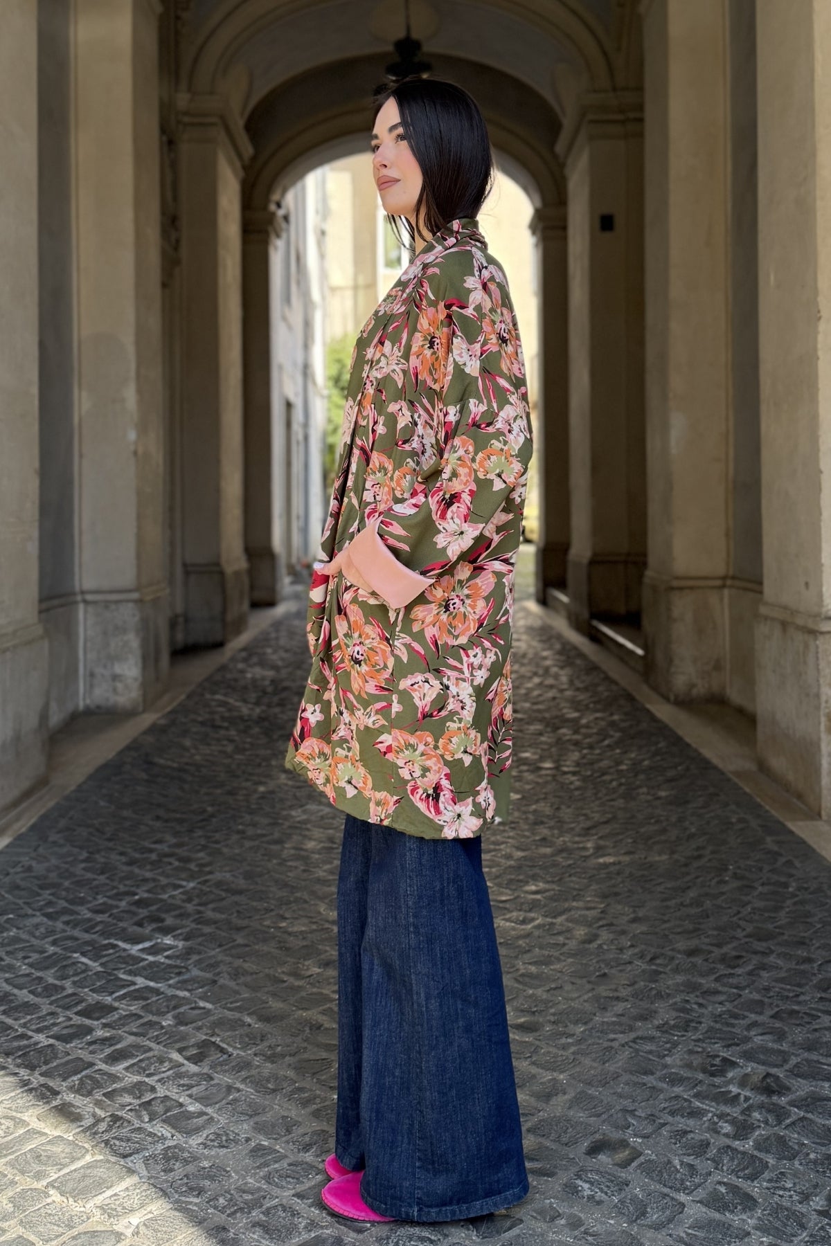 FLOW - kimono samira viscosa fantasia - GREEN FLOWER