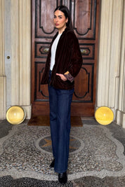 WU-SIDE - giacca kimono velluto - CARAMELLO