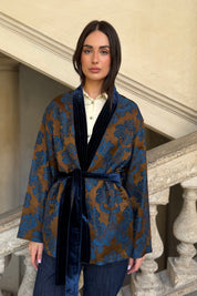 WU-SIDE - giacca kimono jaquard - MORO BLUE