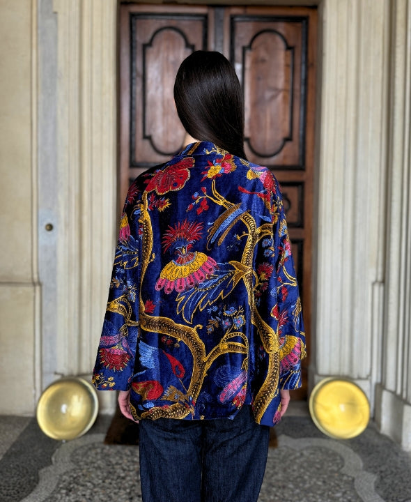 one-hundred-stars-1 - velvet jacket - CLIMBING PEACOCK ROYAL BLUE