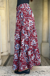 ARTEFILIA-MILANO - gonna ambra in mussola di cotone - BURGUNDY ROYAL