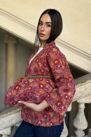ARTEFILIA-MILANO - clutch bag cotton stella - CHERRY BOUQUET