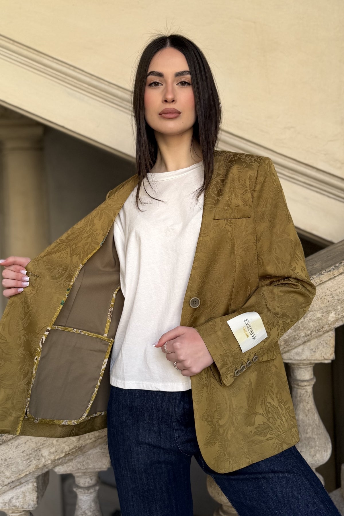 WU-SIDE - giacca jacquard - SENAPE