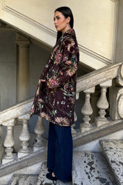 FLOW - kimono velluto paris - marrone flower