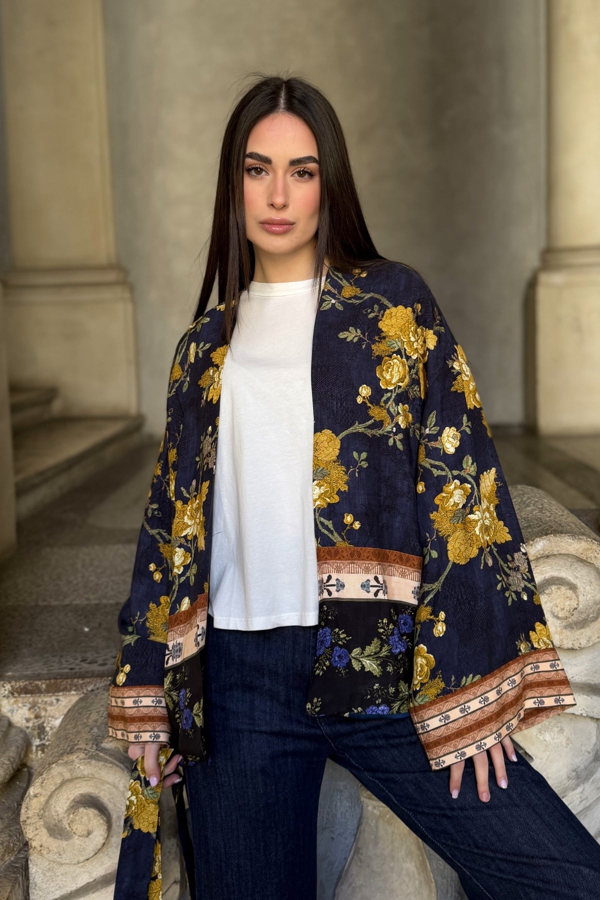 WU-SIDE - giacca kimono viscosa - BLU