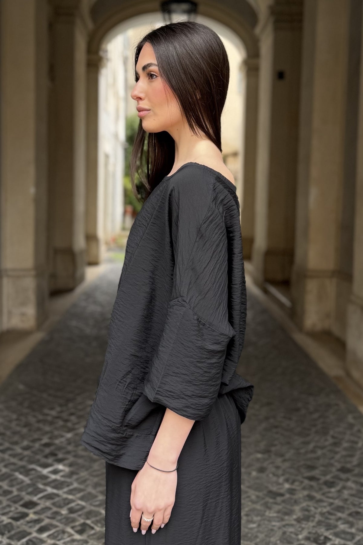 ARTEFILIA-MILANO - blusa marea - NERO