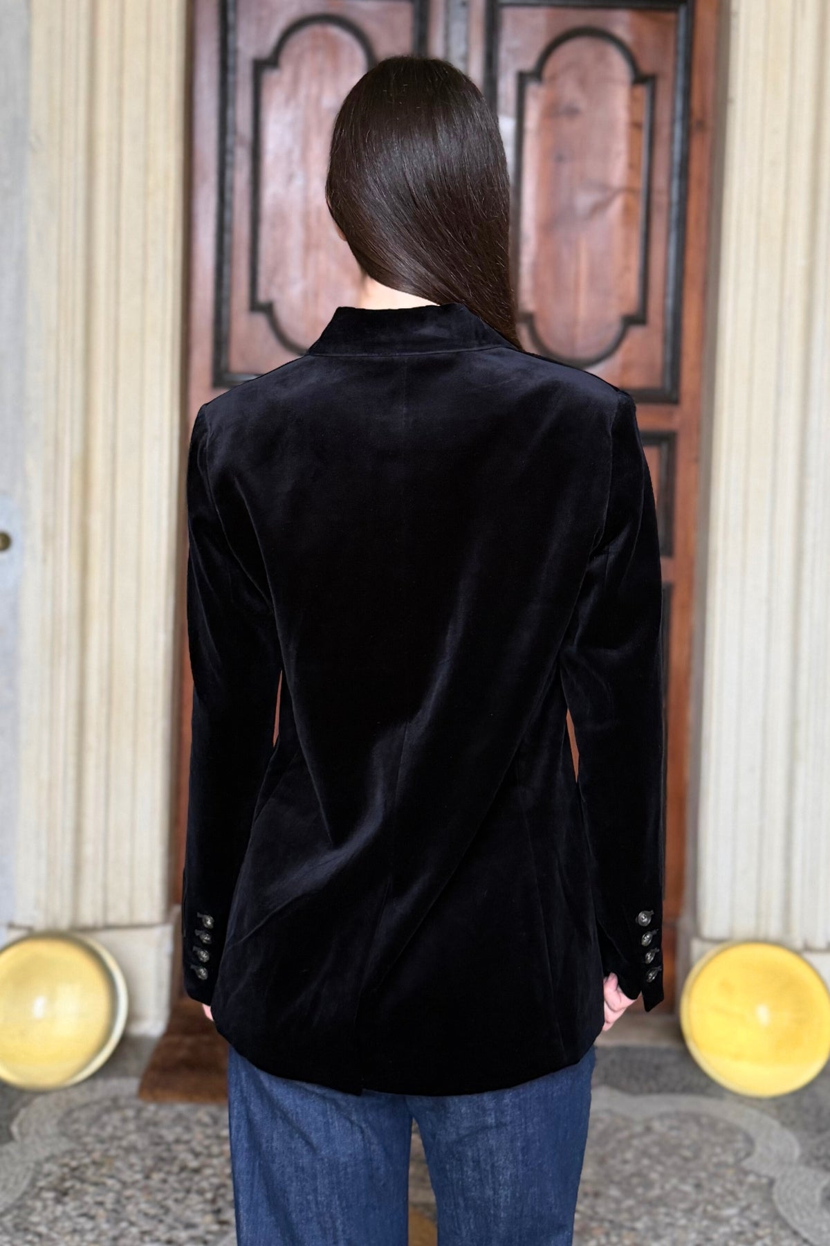 WU-SIDE - giacca doppio petto fustagno - NERO