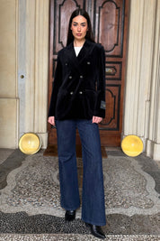 WU-SIDE - giacca doppio petto fustagno - NERO