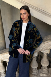 WU-SIDE - giacca kimono devore - BLUE GOLD