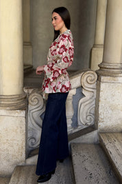 ARTEFILIA-MILANO - giacca alma lino stampato - ESTE AVORIO