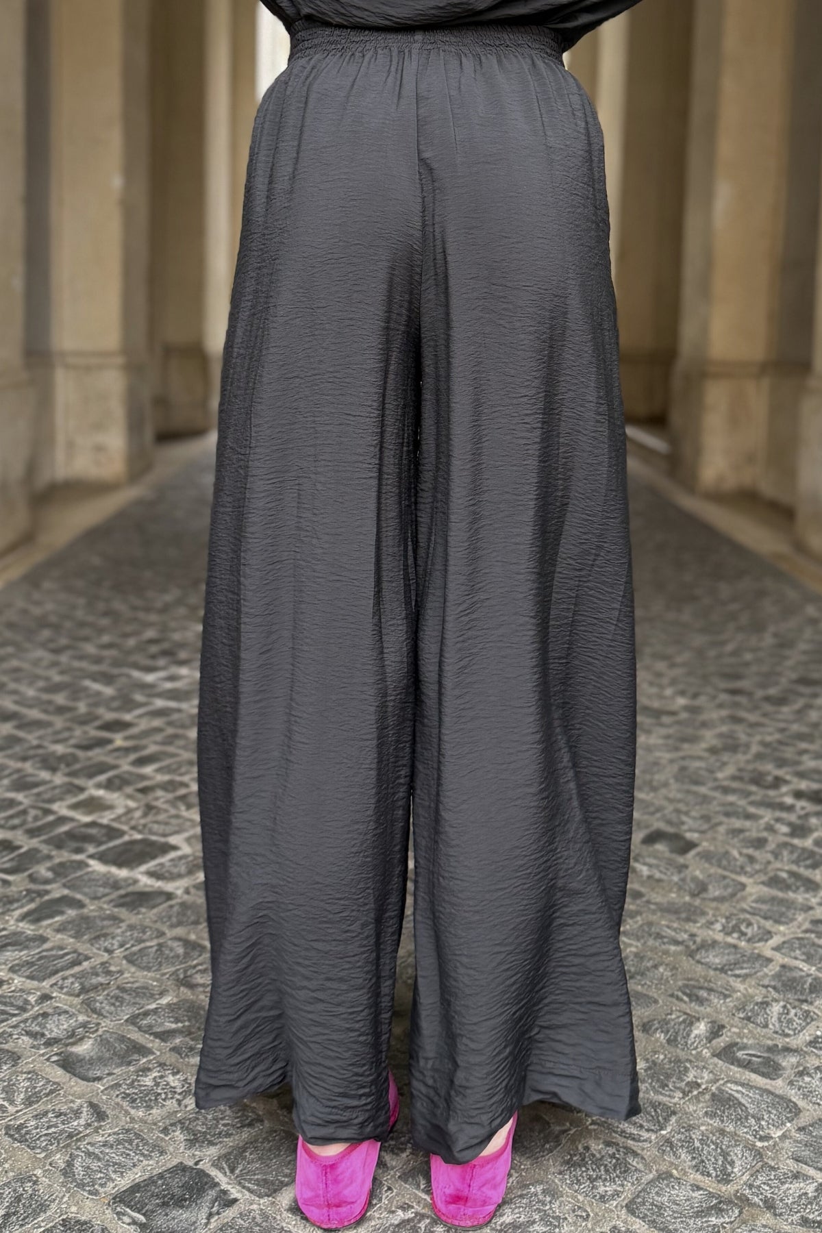 ARTEFILIA-MILANO - pantalone marea viscosa - NERO