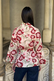 ARTEFILIA-MILANO - giacca alma lino stampato - ESTE AVORIO