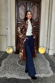 WU-SIDE - kimono fantasia viscosa - MARRONE